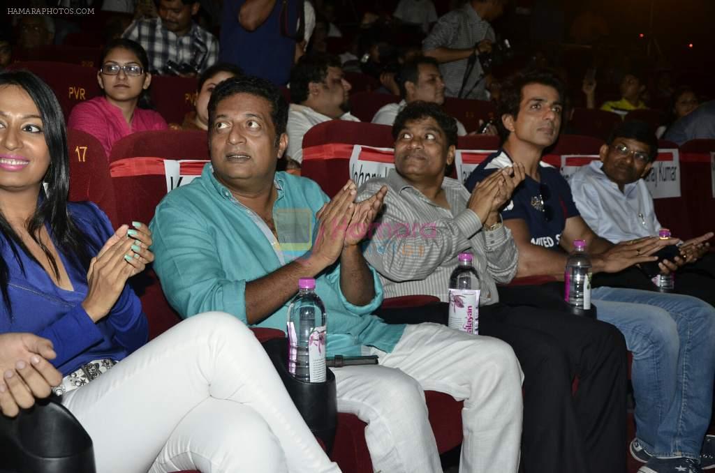 Prakash Raj, Sonu Sood, Johnny Lever at Akshay Kumar's film It's Entertainment trailor Launch in Mumbai on 19th May 2014