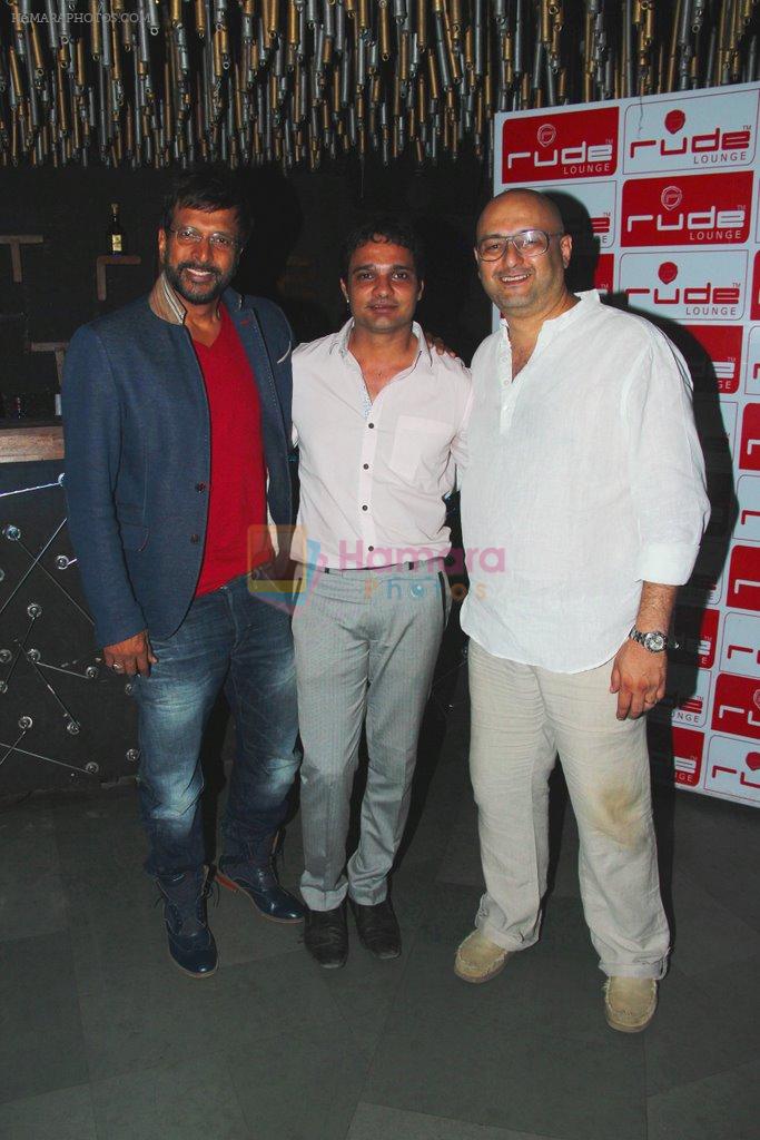 Jaaved Jafferi, Harpreet Singh Ahluwalia with host and composer Raju Singh at the Boogie Woogie karaoke party in Rude Lounge, Bandra