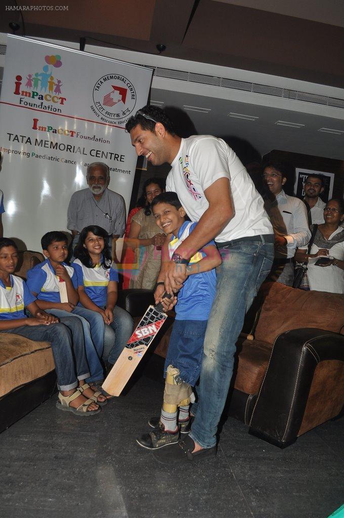 Yuvraj Singh meets Team India - Tata Memorial Hospital sends 11 Cancer patients (children) to World's Children Winners Game in Mumbai on 30th May 2014,1