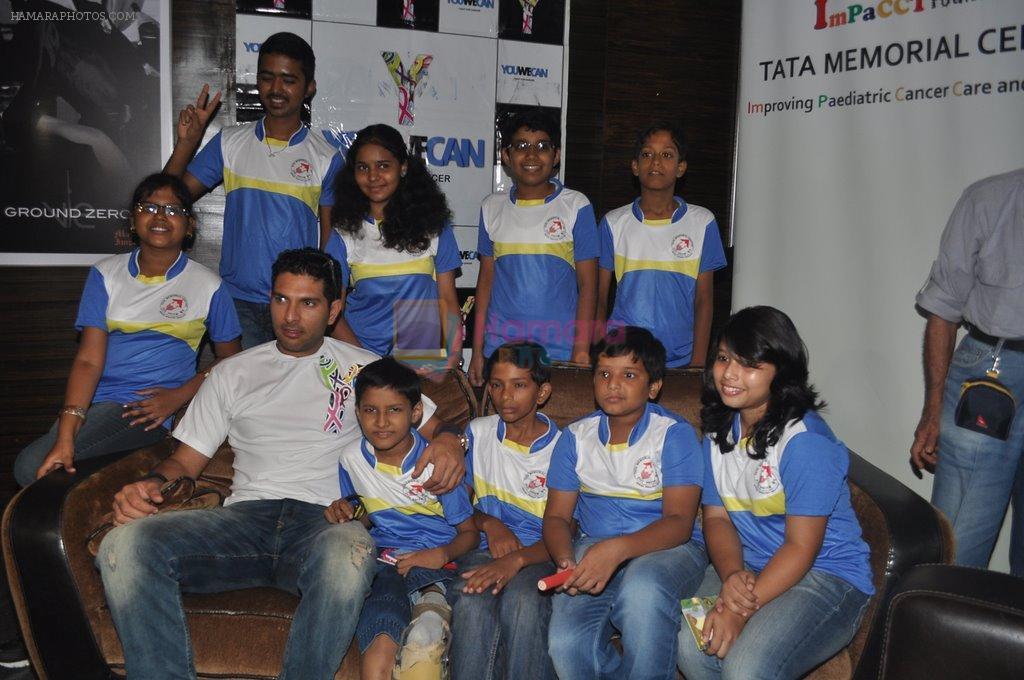 Yuvraj Singh meets Team India - Tata Memorial Hospital sends 11 Cancer patients (children) to World�s Children Winners Game in Mumbai on 30th May 2014