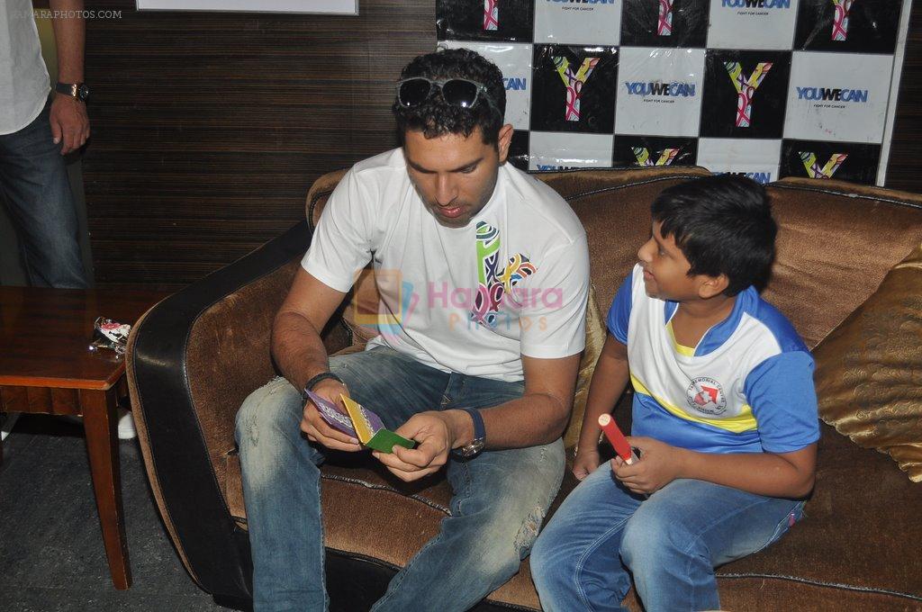 Yuvraj Singh meets Team India - Tata Memorial Hospital sends 11 Cancer patients (children) to World's Children Winners Game in Mumbai on 30th May 2014,1