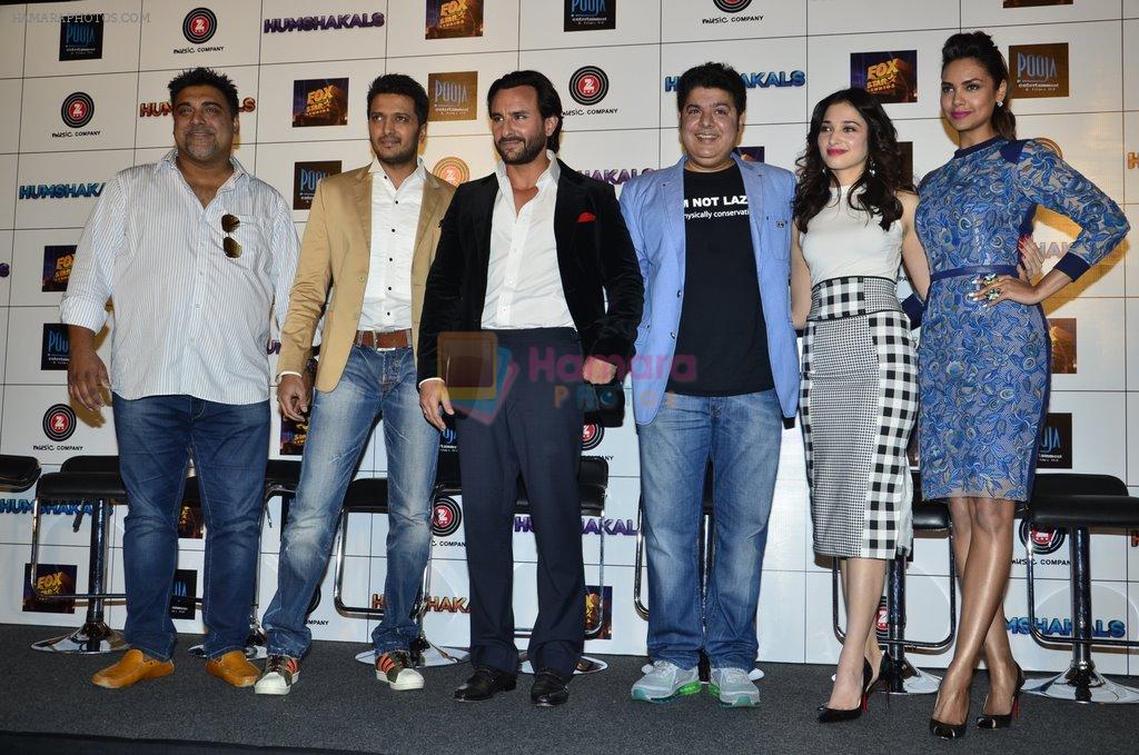 Tamannaah Bhatia, Riteish Deshmukh, Saif Ali Khan, Ram Kapoor, Esha Gupta, Sajid Khan at Humshakals Trailer Launch in Mumbai on 29th May 2014