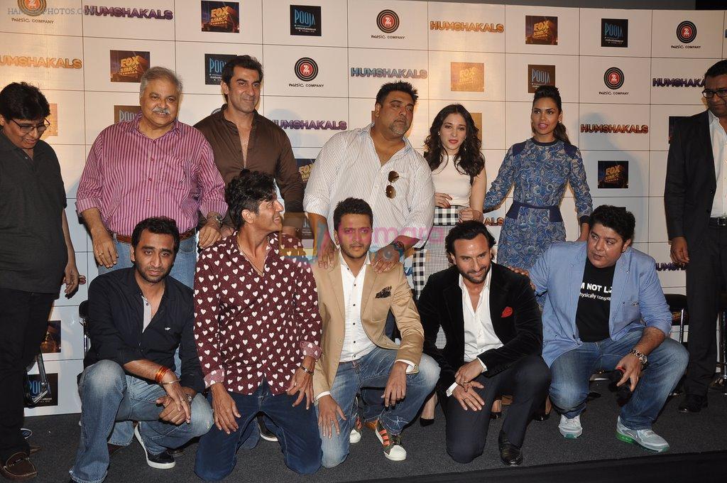Tamannaah Bhatia, Riteish Deshmukh, Saif Ali Khan, Ram Kapoor,Esha Gupta, Sajid Khan, Chunky Pandey, Satish Shah, Vashu Bhagnani at Humshakals Trailer Launch in Mumbai on 29th May 2014