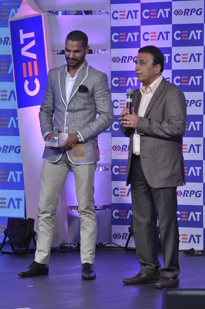 Shikhar Dhawan, Sunil Gavaskar at Ceat Cricket rating awards in Trident, Mumbai on 2nd June 2014