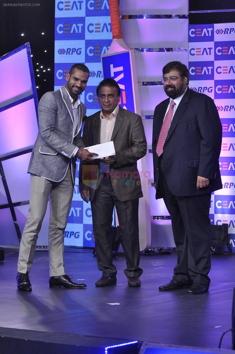 Shikhar Dhawan, Sunil Gavaskar, Harsh Goenka at Ceat Cricket rating awards in Trident, Mumbai on 2nd June 2014