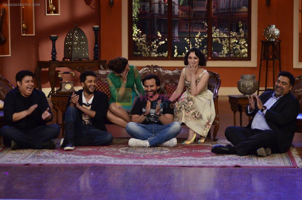 Riteish Deshmukh, Esha Gupta, Saif Ali Khan, Tamannaah Bhatia, Ram Kapoor, Sajid Khan at the Promotion of Humshakals on the sets of Comedy Nights with Kapil in Filmcity on 6th June 20