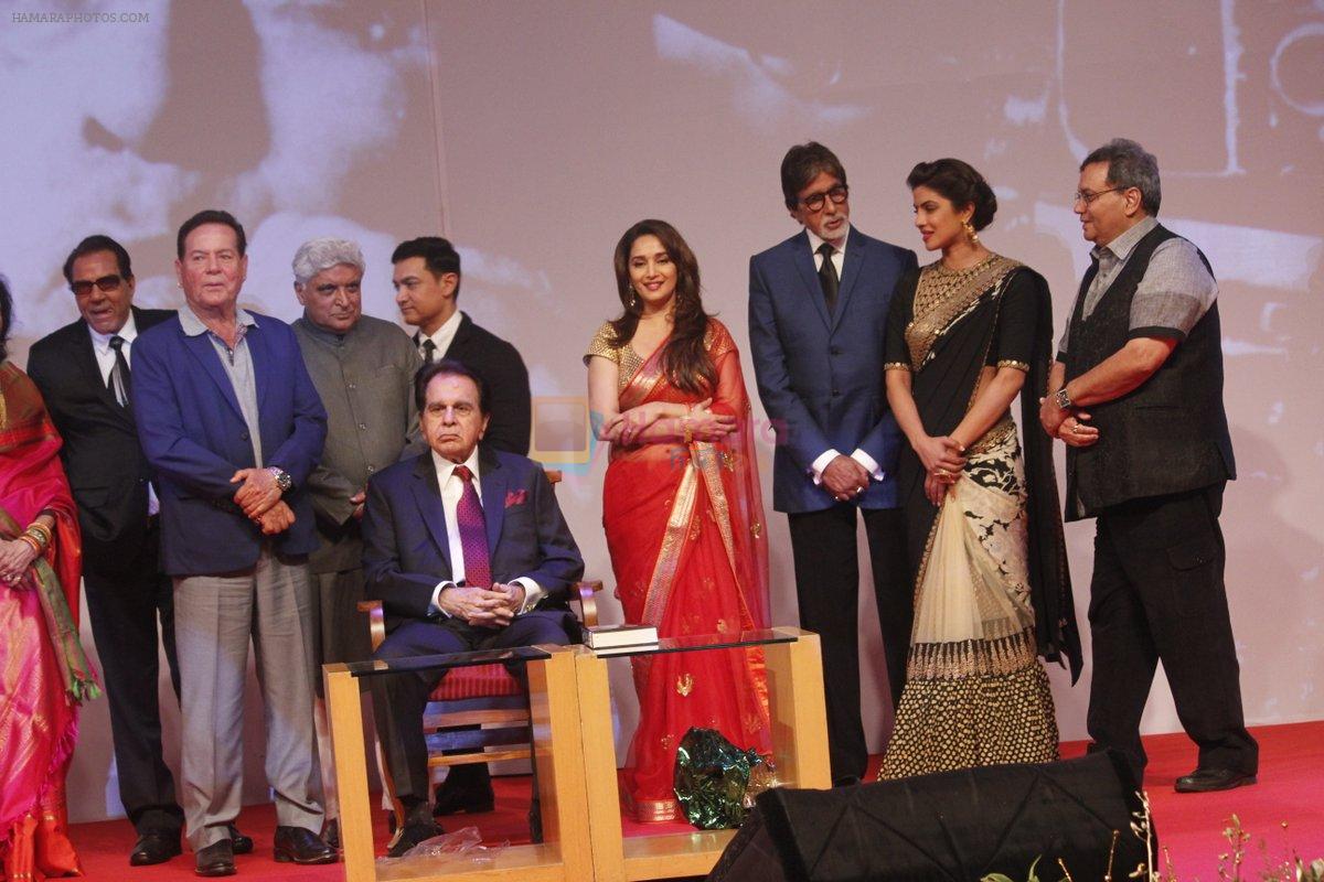 Dharmendra, Aamir Khan, Saira Banu, Dilip Kumar, Amitabh Bachchan, Madhuri at the Launch of Dilip Kumar's biography The Substance and The Shadow in Grand Hyatt, Mumbai on 9th June 2014