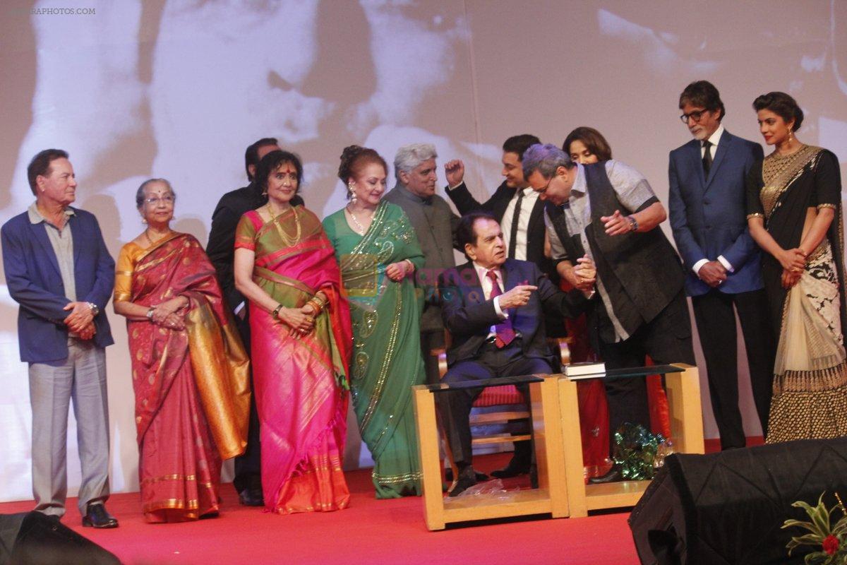 Dharmendra, Aamir Khan, Saira Banu, Dilip Kumar, Amitabh Bachchan, Madhuri at the Launch of Dilip Kumar's biography The Substance and The Shadow in Grand Hyatt, Mumbai on 9th June 20
