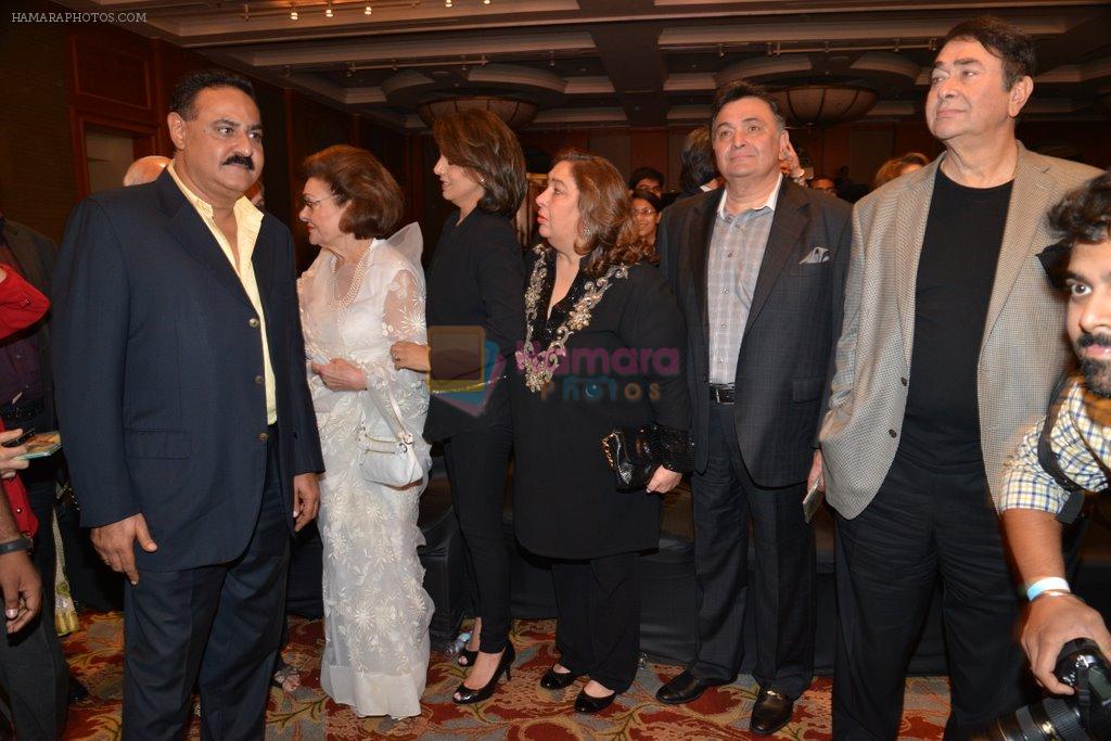 Neetu Singh, Rishi Kapoor, Rima Jain, Randhir Kapoor, Rajiv Kapoor at the Audio release of Lekar Hum Deewana Dil in Mumbai on 12th June 2014