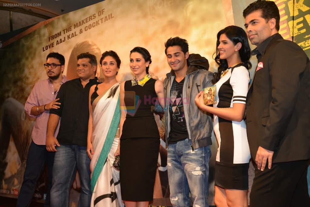 Kareena Kapoor Khan, Armaan Jain, Karisma Kapoor,Deeksha Seth, Karan Johar at the Audio release of Lekar Hum Deewana Dil in Mumbai on 12th June 2014