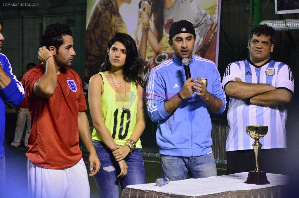 Ranbir Kapoor, Deeksha Seth plays soccer with Armaan Jain to promote Lekar Hum Deewana Dil in Chembur, Mumbai on 17th June 2014