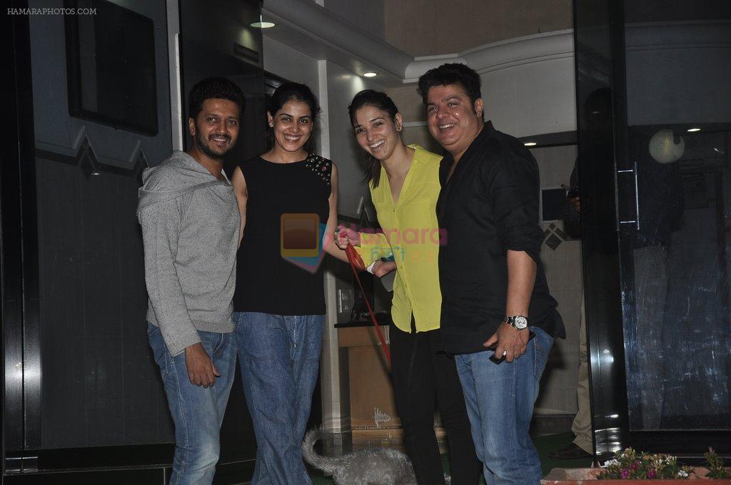 Rietesh Deshmukh, Genelia D'souza, Sajid Khan,Tamannaah Bhatia at Humshakals screening on 21st June 2014