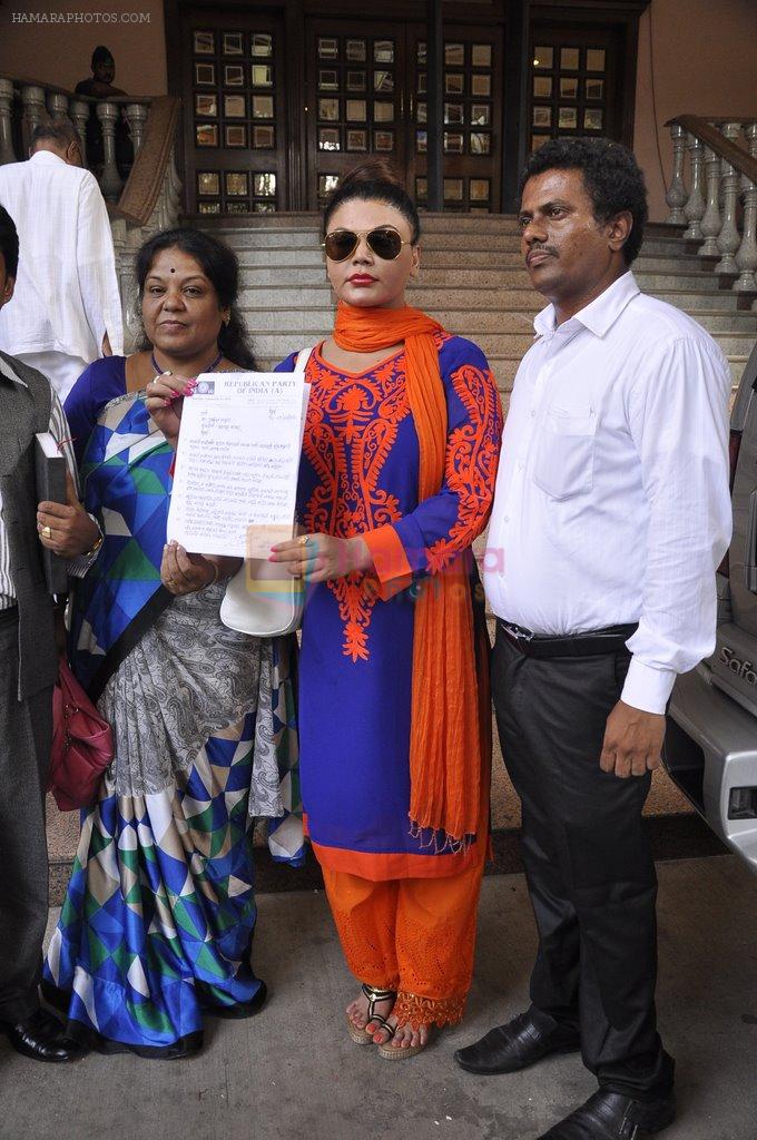 Rakhi Sawant promotes her political leader in Mahalaxmi, Mumbai on 1st July 2014