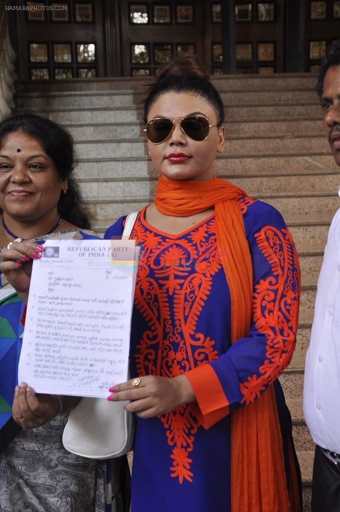 Rakhi Sawant promotes her political leader in Mahalaxmi, Mumbai on 1st July 2014