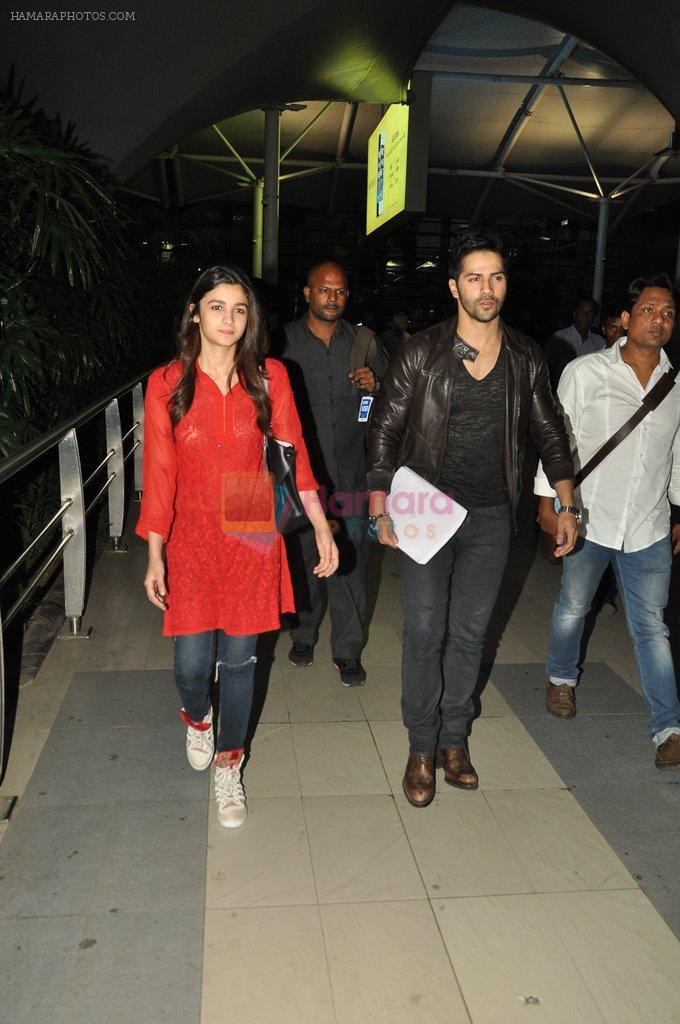 Alia Bhatt and Varun Dhawan snapped at the airport as they return from Kolkata on 1st July 2014