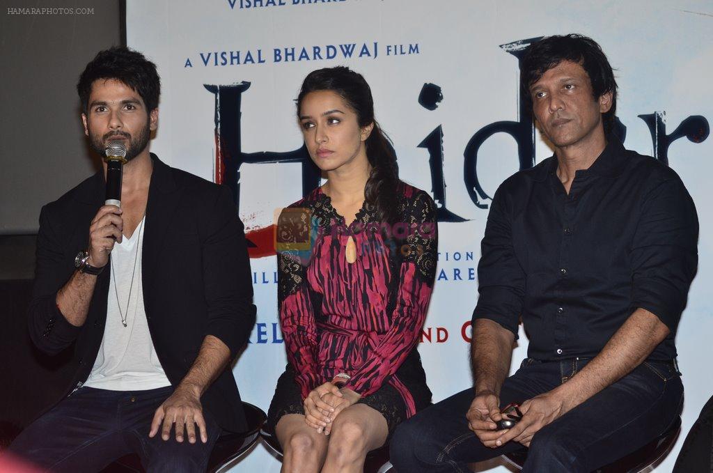 Shraddha Kapoor, Shahid Kapoor, Kay Kay Menon at the promotion of Haider on 8th July 2014