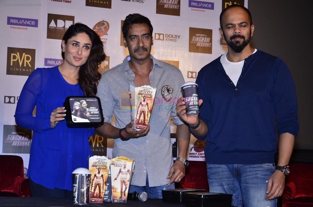 Kareena Kapoor, Ajay Devgan, Rohit Shetty at Singham returns merchandise launch in PVR on 30th July 2014