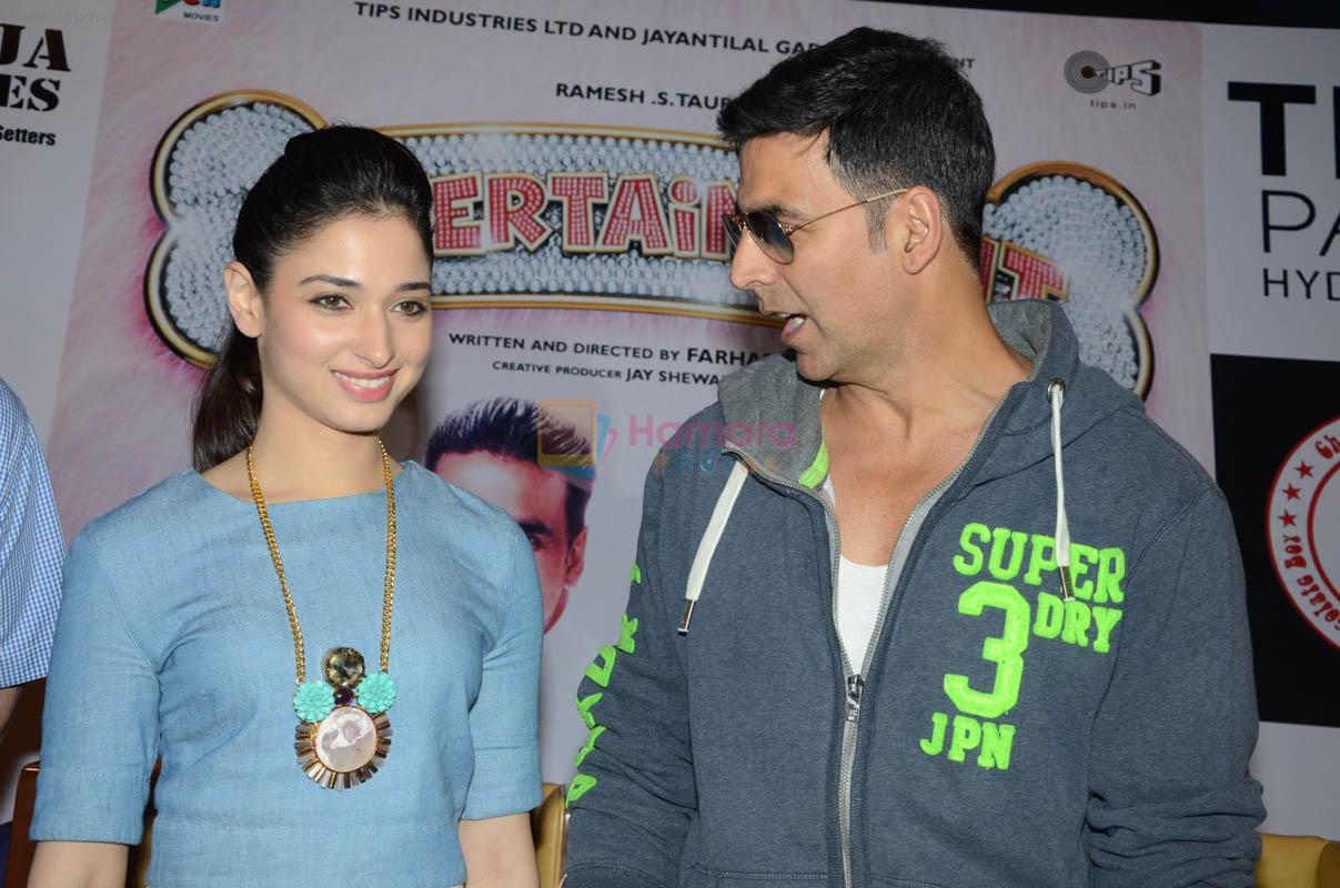 Akshay Kumar, Tamannaah Bhatia at the promotion of movie It's entertainment in south on 4th Aug 2014