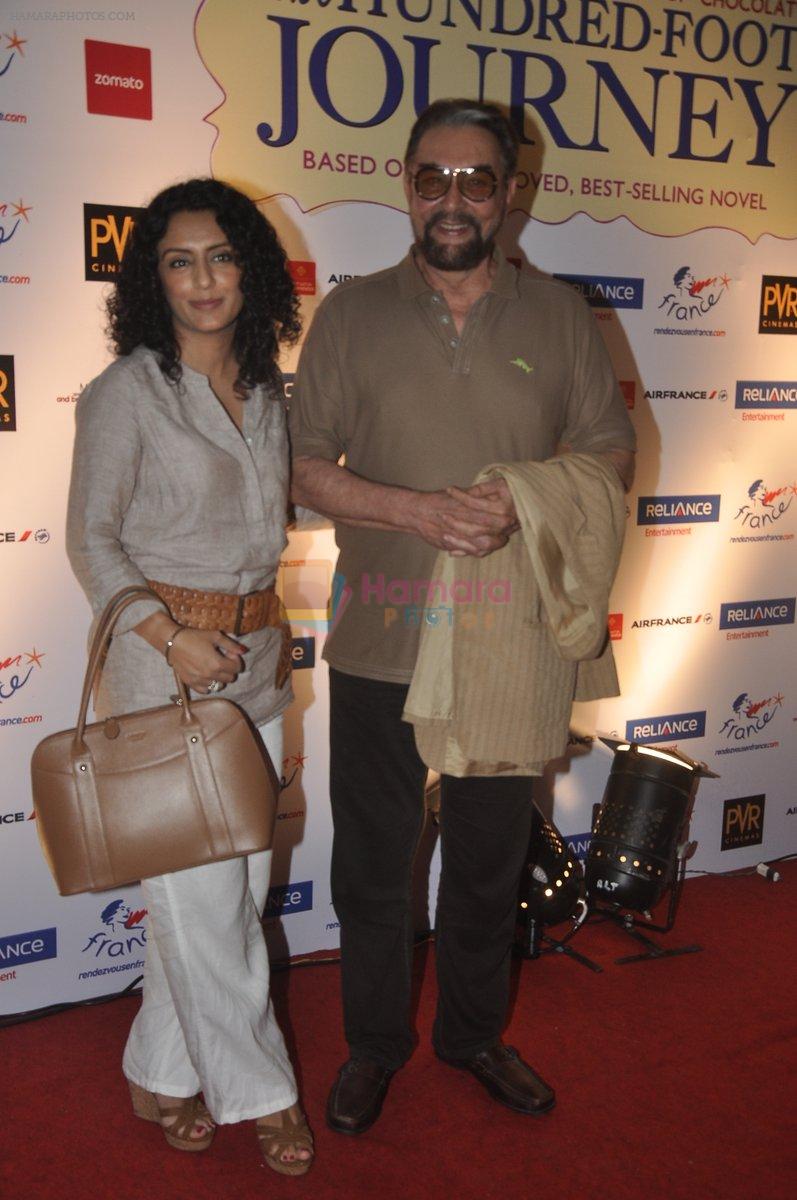 Kabir Bedi, Parveen Dusanj at Premiere of The 100 foot journey hosted by Om Puri in PVR, Mumbai on 7th Aug 2014