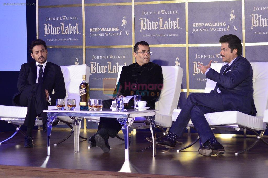 Irrfan Khan, Chetan Bhagat, Anil Kapoor in conversation for Johnnie Walker Blue Label in Mumbai on 7th Aug 2014