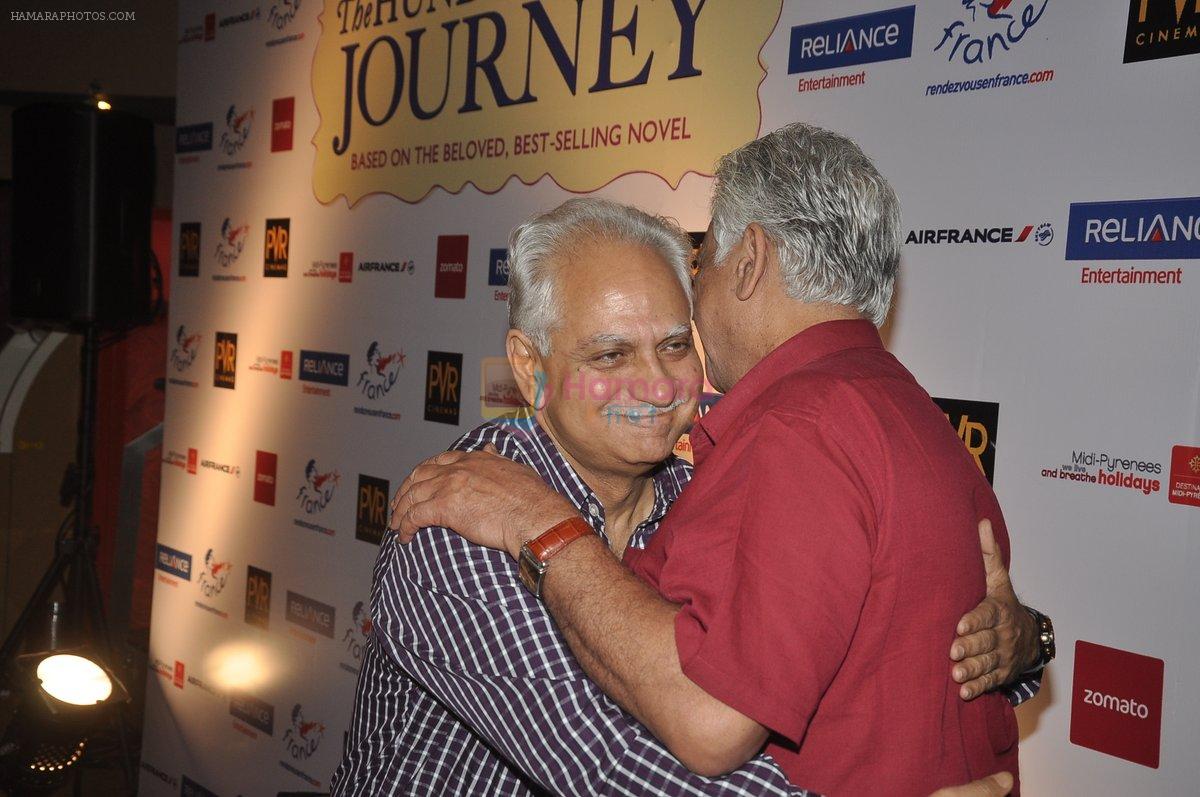 Ramesh Sippy, Om Puri at Premiere of The 100 foot journey hosted by Om Puri in PVR, Mumbai on 7th Aug 2014