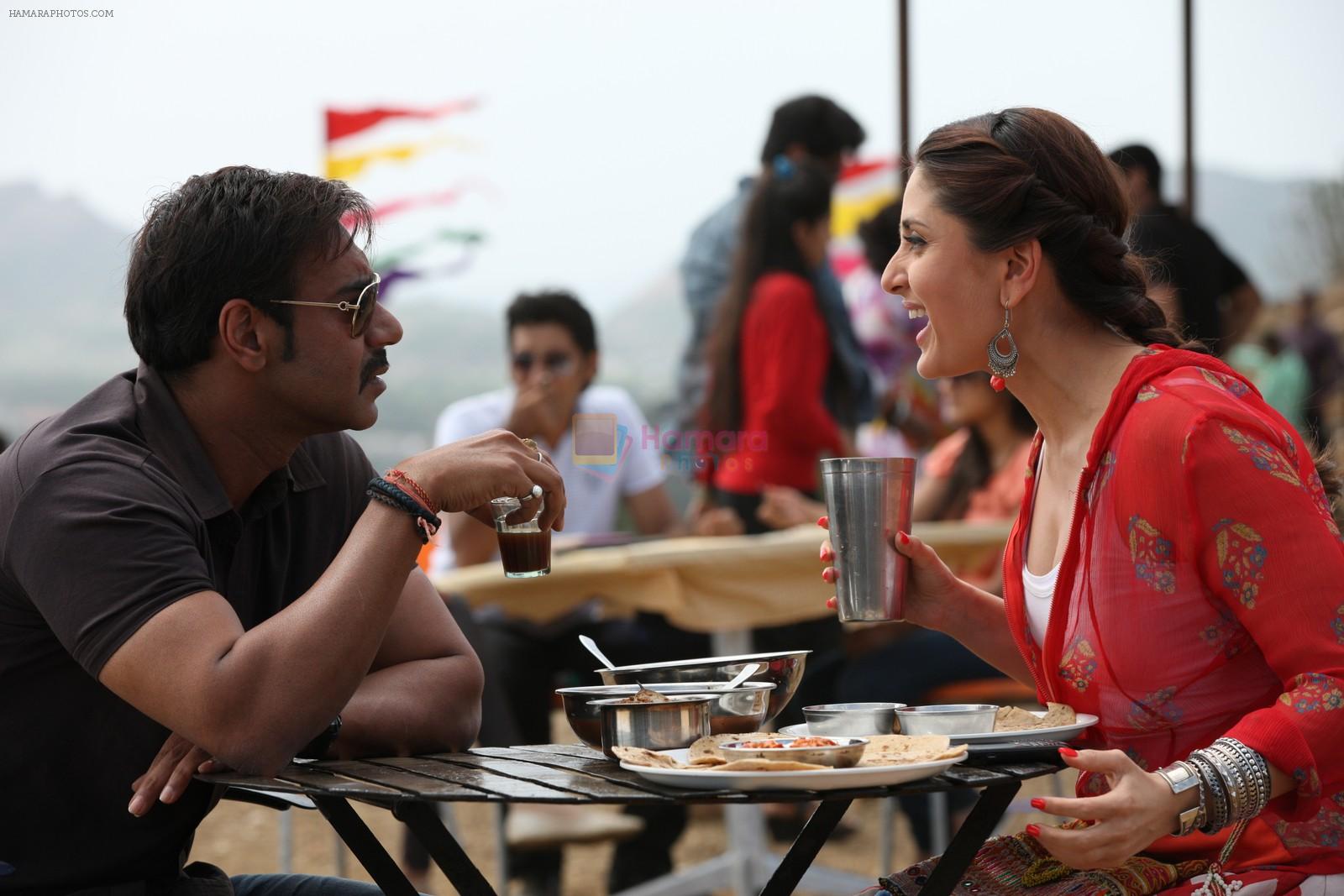 Ajay Devgan, Kareena Kapoor in the still from movie Singham Returns