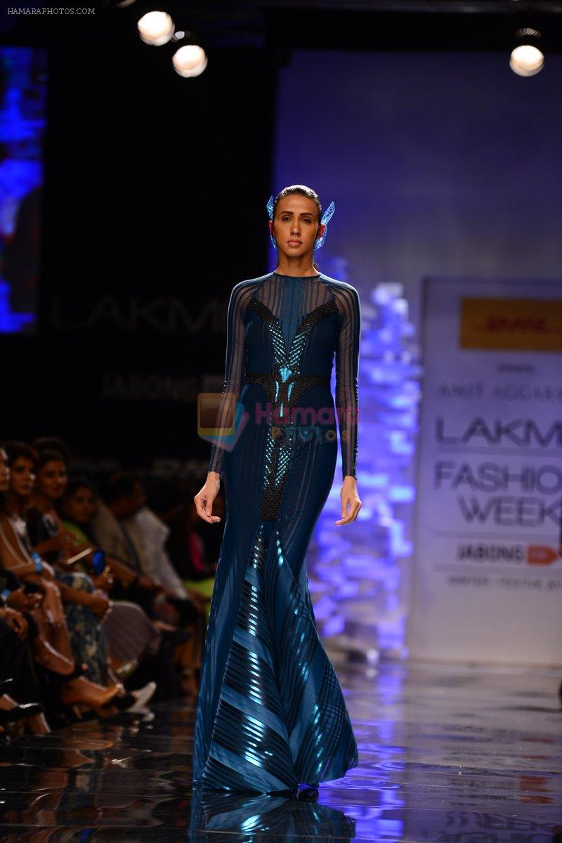 Model walk the ramp for Amit Aggarwal at Lakm� Fashion Week Winter Festive 2014 Day 1 on 19th Aug 2014