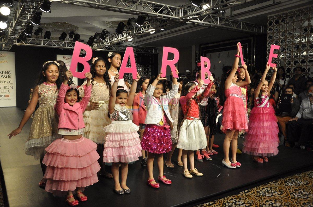 Model walk the ramp for Barbie Show at Lakme Fashion Week Winter Festive 2014 Day 2 on 20th Aug 2014