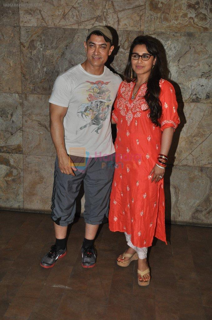 Aamir Khan, Rani Mukherjee at Mardani screening in Mumbai on 24th Aug 2014