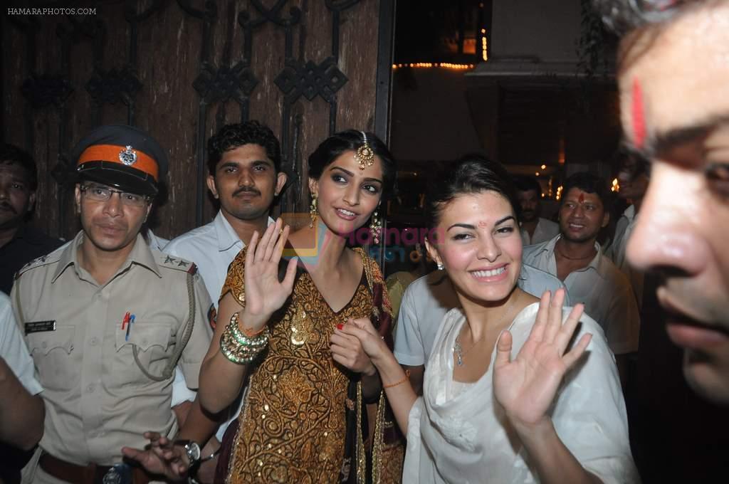Sonam Kapoor, Jacqueline Fernandez at Visarjan on 30th Aug 2014