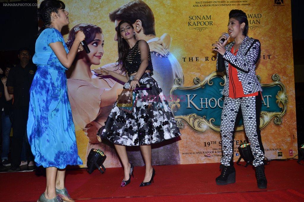 Sonam Kapoor, Sunidhi Chauhan at Khoobsurat music launch in Royalty on 5th Sept 2014