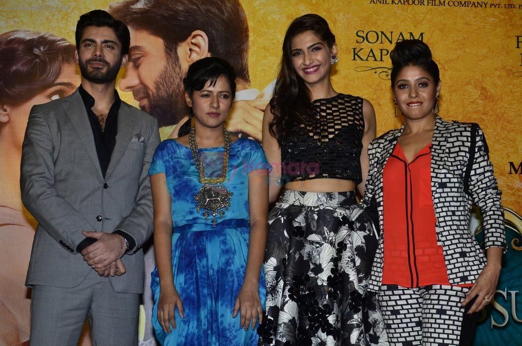 Sonam Kapoor, Fawad Khan, Sunidhi Chauhan at Khoobsurat music launch in Royalty on 5th Sept 2014