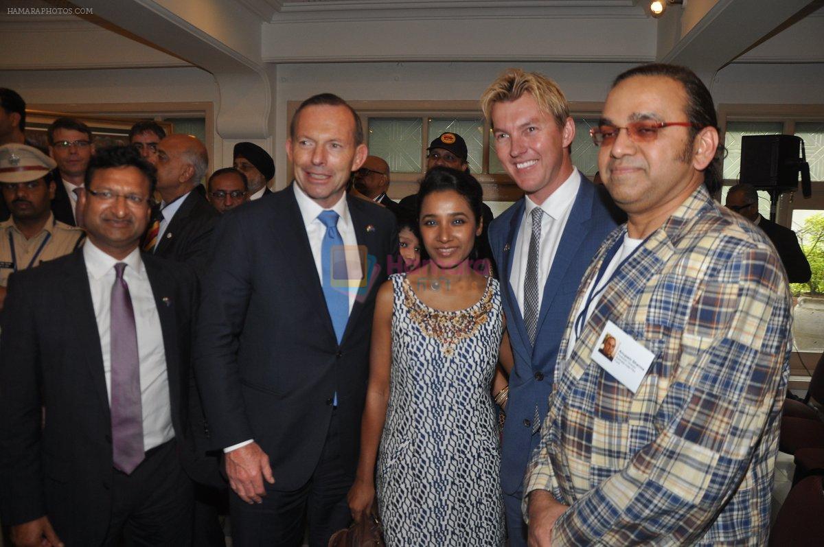 Brett Lee, Tony Abbott(Australian PM), Tannishtha Chatterjee at Anupam Sharma's UnIndian movie launch in Mumbai on 4th Sept 2014