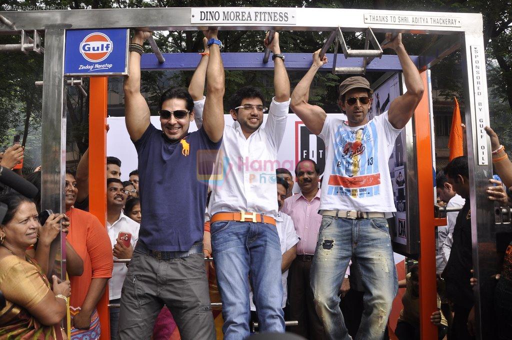 Dino Morea, Aditya Thackeray, Hrithik Roshan launch DM Fitness at Five Gardens, Mumbai on 7th Sept 2014