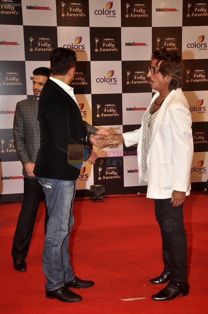 Ravi Kishan, Shakti Kapoor at Indian Telly Awards in Filmcity, Mumbai on 9th Sept 2014