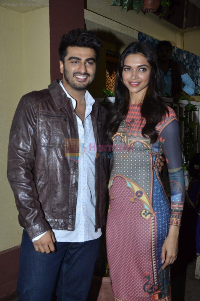 Arjun Kapoor and Deepika Padukone on the sets of Star Plus serial in Chandivili on 9th Sept 2014