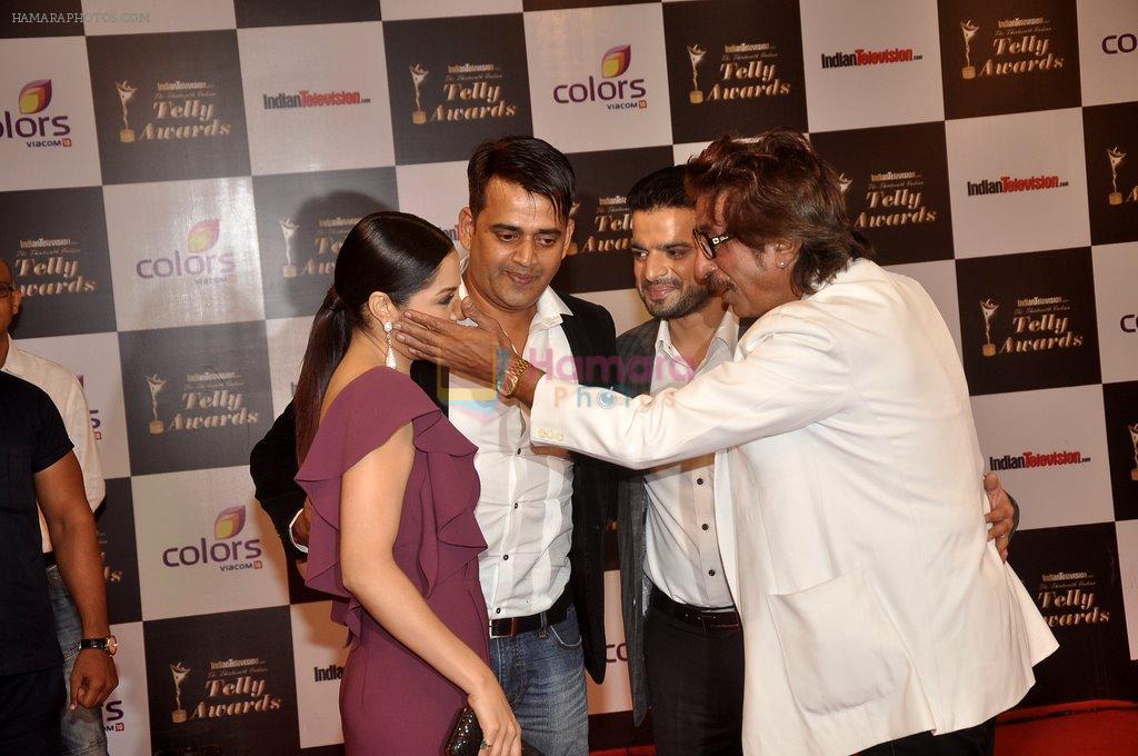 Ravi Kishan, Shakti Kapoor, Karan Patel, Celina Jaitley at Indian Telly Awards in Filmcity, Mumbai on 9th Sept 2014