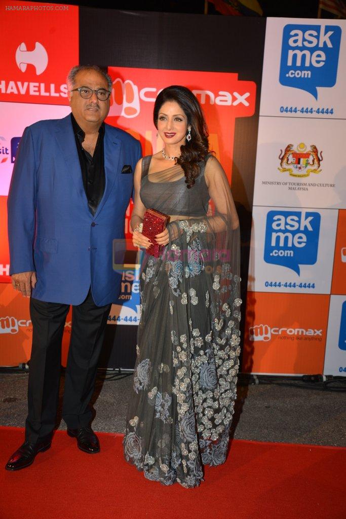 Sridevi, Boney Kapoor on day 2 of Micromax SIIMA Awards red carpet on 13th Sept 2014