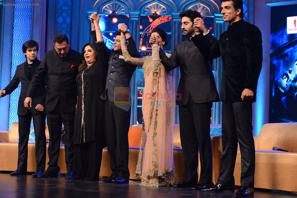 Abhishek Bachchan, Shahrukh Khan,Deepika Padukone, Boman Irani, Vivaan Shah,Sonu Sood, Farah Khan at the Audio release of Happy New Year on 15th Sept 20