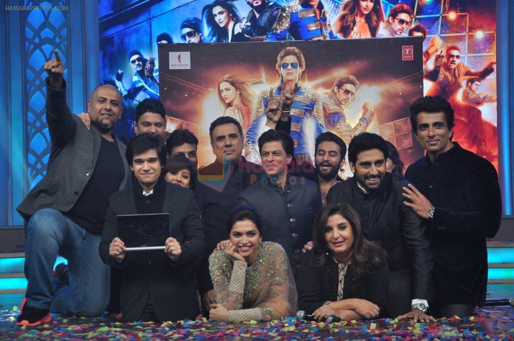 Abhishek Bachchan,Shahrukh Khan, Deepika Padukone, Boman Irani, Vivaan Shah,Sonu Sood, Farah Khan at the Audio release of Happy New Year on 15th Sept 20