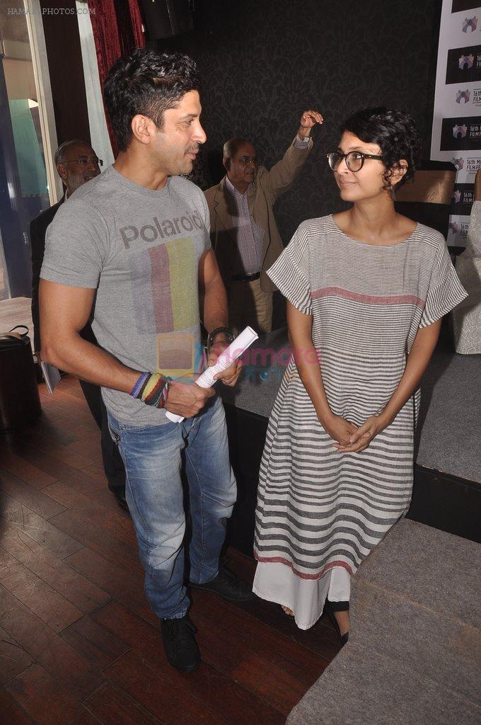 Farhan Akhtar and Kiran Rao at Mumbai Film festival meet in Juhu, Mumbai on 17th Sept 2014