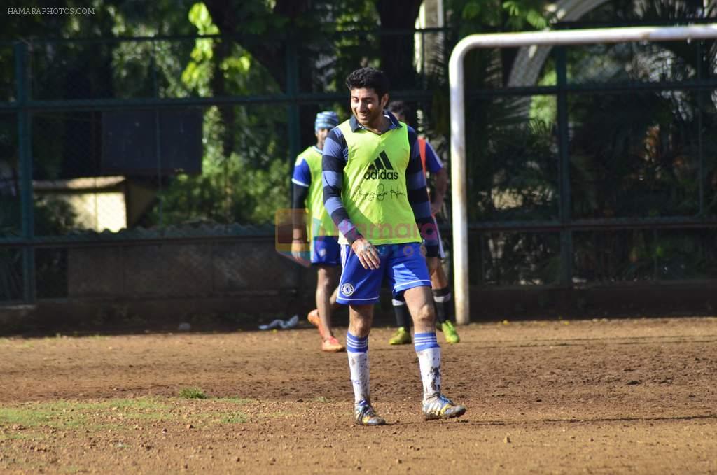 Ranbir Kapoor plays football in Sacred Heart Boys high School Khar, Mumbai on 21st Sept 2014