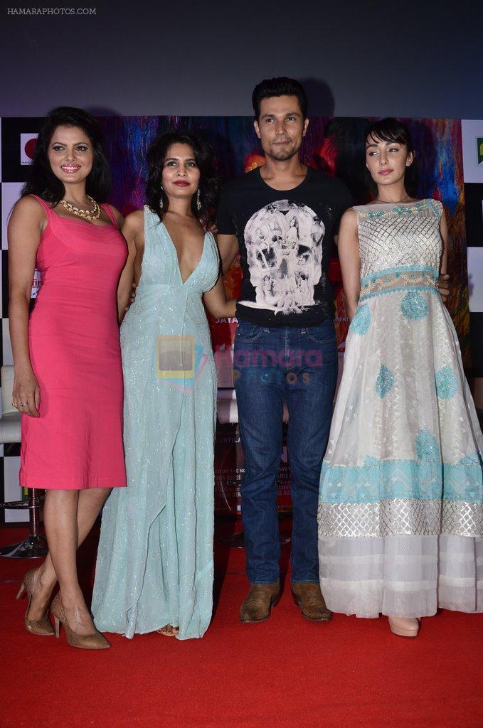 Tripta Parashar, Rachna Shah, Randeep Hooda, Ferena Wazeir at Rang Rasiya music launch in Deepak Cinema on 25th Sept 2014