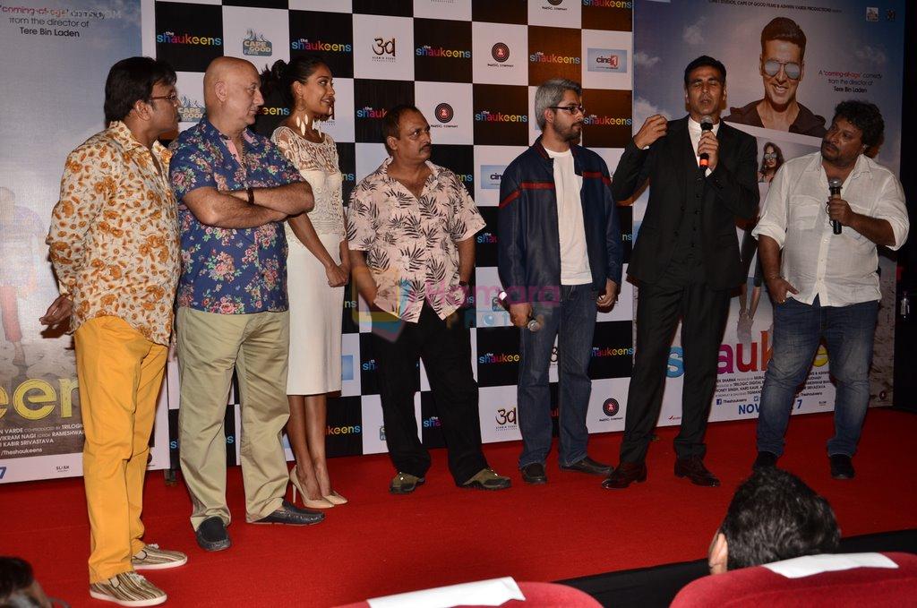 Lisa Haydon, Akshay Kumar, Abhishek Sharma,  Annu Kapoor, Piyush Mishra, Anupam Kher, Tigmanshu Dhulia at The Shaukeen trailor launch in PVR, Mumbai on 27th Sept 2014