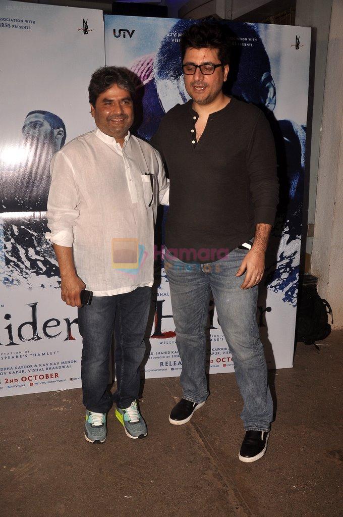 Vishal Bharadwaj, Goldie Behl at Haider screening in Sunny Super Sound on 29th Sept 2014