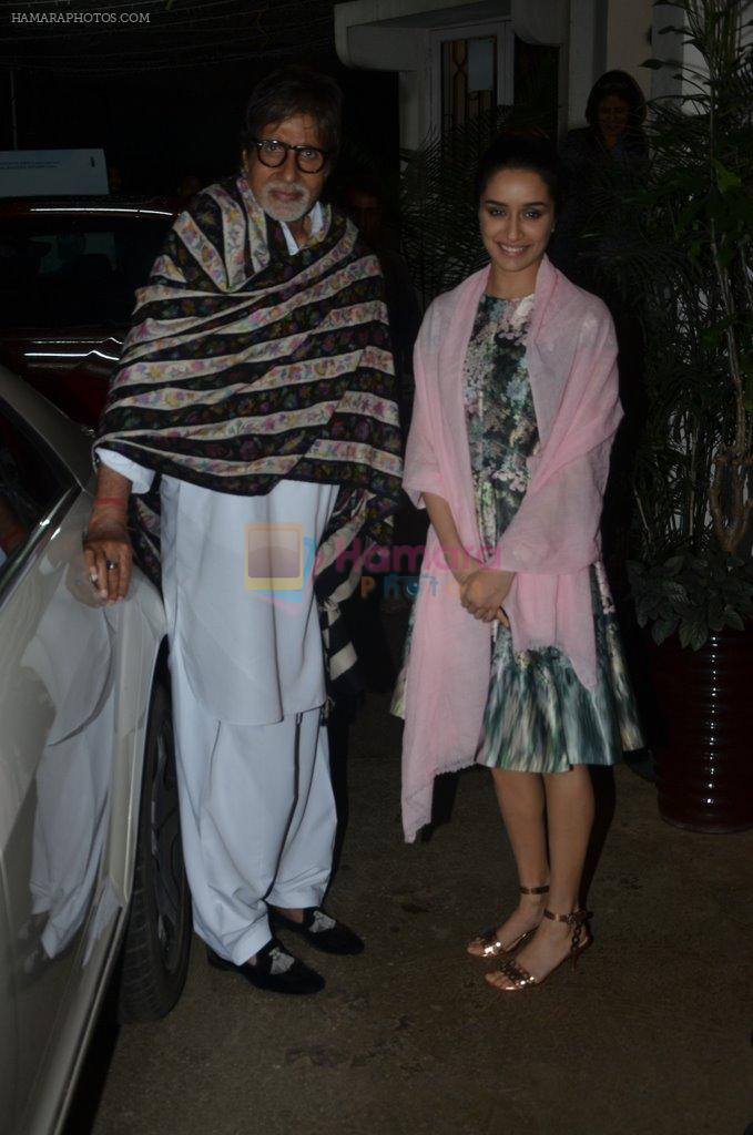 Amitabh Bachchan, Shraddha Kapoor at Haider screening in Sunny Super Sound on 30th Sept 2014