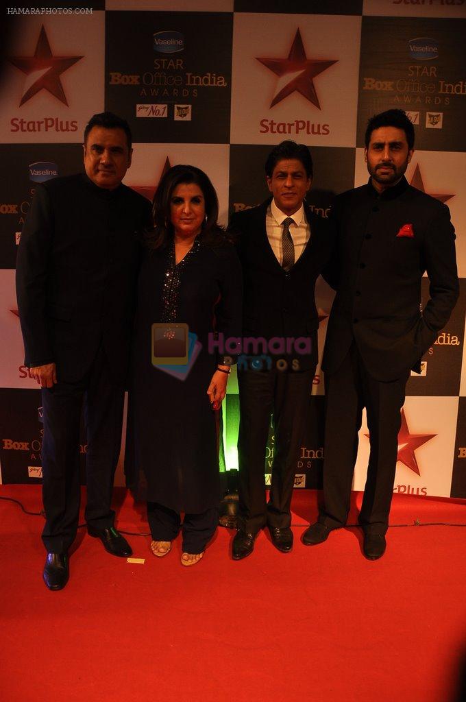 Abhishek Bachchan, Shahrukh Khan, Farah Khan, Boman Irani at Star Plus box Office Awards in Mumbai on 9th Oct 2014