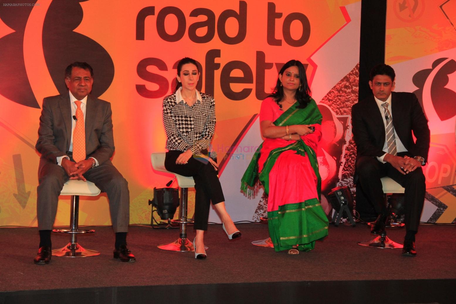 Karisma Kapoor and Anil Kumble promoting NDTV's campaign, Road To Safety on 10th Oct 2014