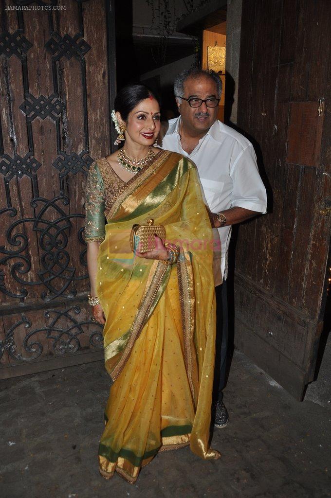 Sridevi, Boney Kapoor at Karva Chauth celebrations in Mumbai on 11th Oct 2014