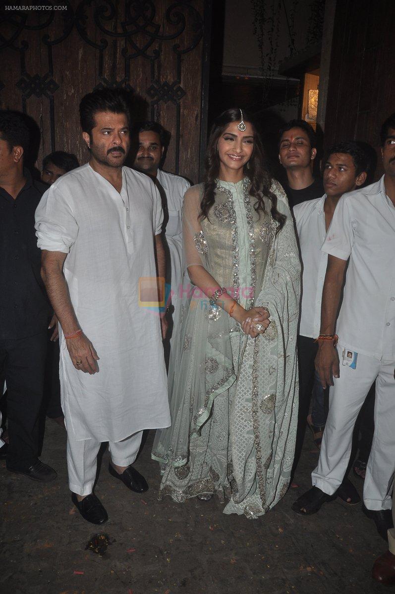 Anil Kapoor, Sonam Kapoor snapped celebrating Diwali in Mumbai on 23rd Oct 2014